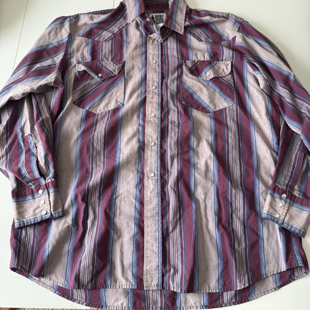 Vintage Rock Creek Ranch Western Pearl‎ Snap Shirt Mens Size X-Large Long Sleeve
